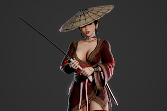 crafted modular female character, 54 facial morph, knight human character model