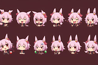 draw custom twitch emotes, sub badges for vtuber,  chibi emotes, animated emotes
