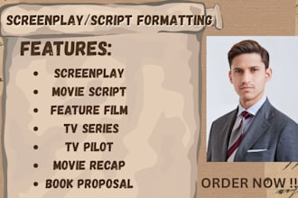 edit, proofread and format your screenplay or script, movie script, tv series