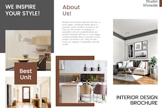 bifold trifold brochure design, business flyer, poster, leaflet, product catalog