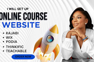 setup teachable, kajabi, thinkific  podia course websites