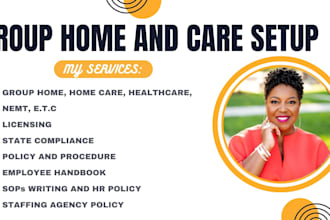 do complete group home setup with licensing, write compliant policy and training