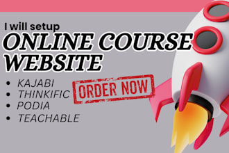 account setup on teachable, kajabi, thinkific or podia online course website