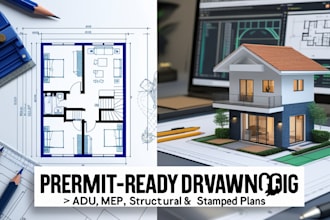stamp architectural drawing mep adu drawing structural drawing floor plan garage