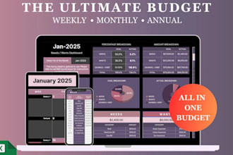 create monthly, annual financial budget spreadsheet, debt payoff tracker