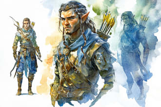 draw d and d character art and fantasy illustration in my style
