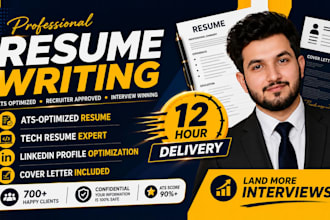 deliver 12 hours professional resume maker and tech CV writing service