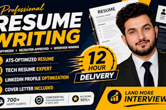 deliver 12 hours professional resume maker and tech CV writing service