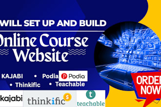 create thinkific, teachable, podia and kajabi online course website
