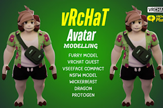 model custom furry vrchat avatar, nsfw fursona, vtuber 3d model for vseeface