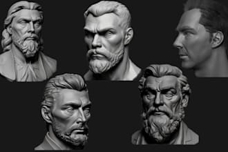 sculpt realistic 3d head, bust, 3d face model statues bust model for 3d printing