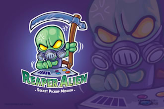 make esport cartoon reaper alien mascot logo