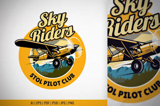 do aviation, pilot, bush aircraft or badge logo design