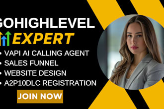 build highconverting gohighlevel website, sales funnel  vapi ai CRM automation