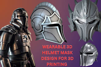 create 3d mask, 3d helmet 3d armor 3d cosplay model for 3d printing