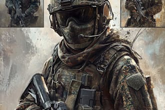 do military character design or military themed illustration