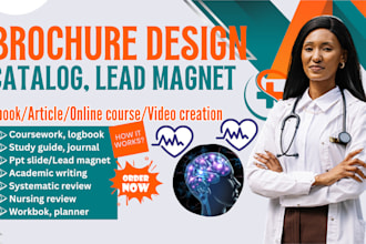 design digital brochure, lead magnet, study guide, journal, workbook, ppt slide