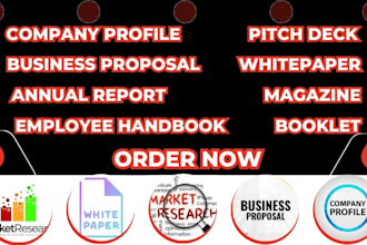 design documents, company profile, annual report for your business