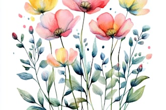make a botanical illustration of flowers, plants, fruits