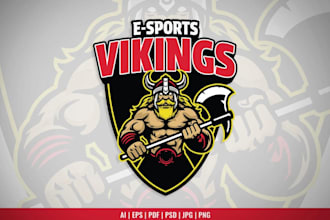 do vintage mascot viking nordic warrior big axe logo