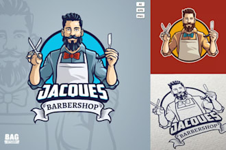 make professional mascot barbershop occupation logo vector