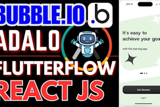 do bubble io adalo mvp flutterflow web app developer react js native mobile app