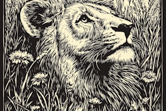 create artistic linocut illustration in my style