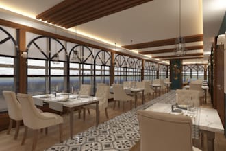 renew 3d restaurant design, bar,retails store,food court, interior rendering,cgi