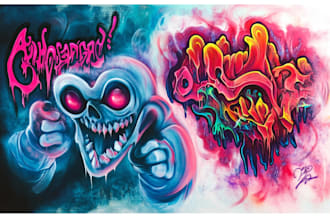 do airbrush graffiti design, airbrush art and lettering