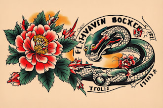 create any design in traditional tattoo or old school style
