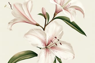 create botanical illustrations of flowers, plants, line art