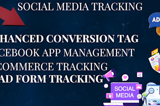 set up ecommerce tracking, fb ads, facebook app management, ga4, google ads, gtm