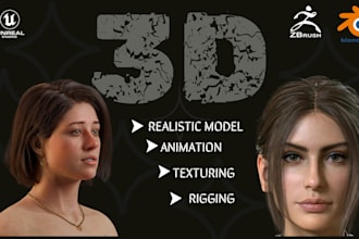 3d model texture hyper realistic character,metahuman, game character,3d rig