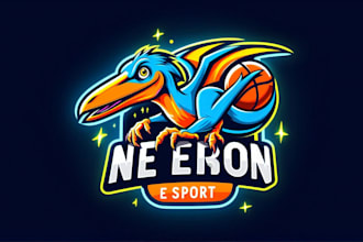 design neon pteranodon e sport mascot logo in high definition