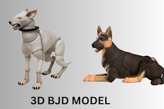 sculpt 3d bjd articulated model, action figure 3d flexi toy doll for 3d printing