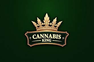 do cannabis king crown badge logo for your company