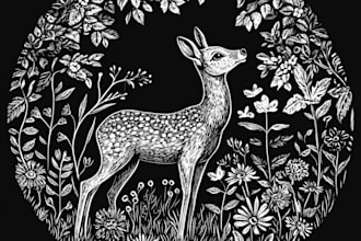 create niche colorful linocut and woodcut book illustrations