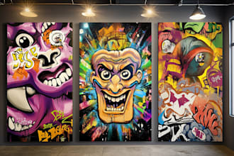 create vibrant graffiti style canvas designs and murals