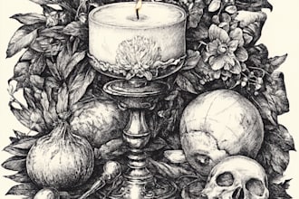 create pen and ink still life drawings and object illustrations
