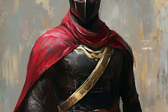draw cartoon, anime, super hero portrait or concept art
