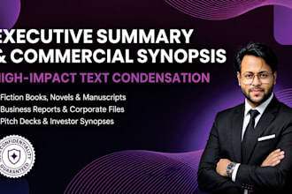 write an executive summary or commercial synopsis for your book or document