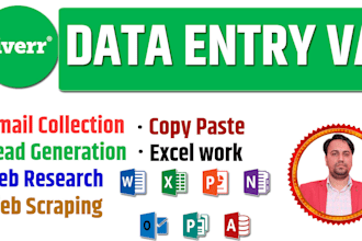 do data entry VA, lead generation, email collection, web