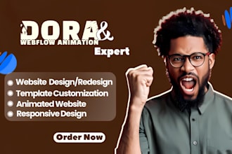 create dora and  3d webflow animations with 3d spline models for websites