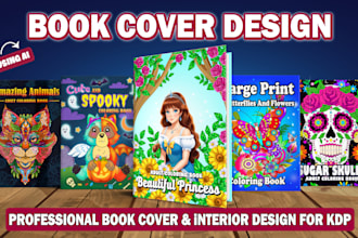 design custom adult coloring book pages and cover for KDP or etsy