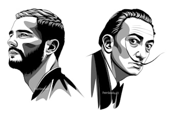 draw cartoon black and white style from your photo
