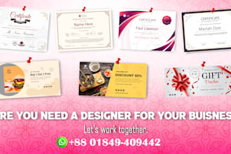 design a educational certificate and buisness voucher etc