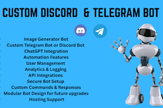 build business telegram bot, discord bot, integrate ai chatgpt