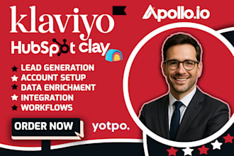 setup clay, clay com, hubspot crm, klaviyo, instantly ai, yotpo sms apollo io