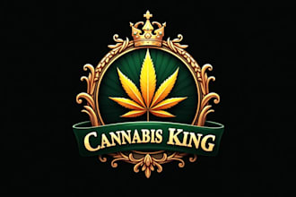 give cannabis king crown badge logo for your company