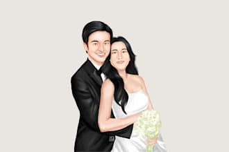 draw family portraits couples in realistic vector style